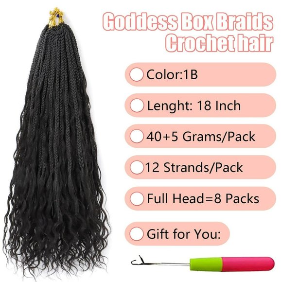 🖤 Boho Box Braids with Human Hair Curls ~ NIB! - Picture 3 of 8